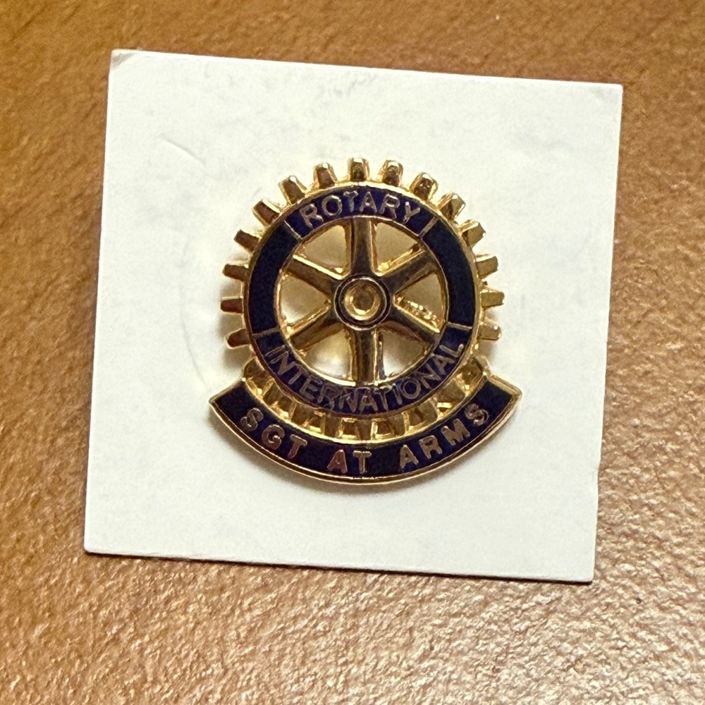 Rotary International Sgt At Arms Lapel Pin Gold Tone Blue Enamel Gear Logo